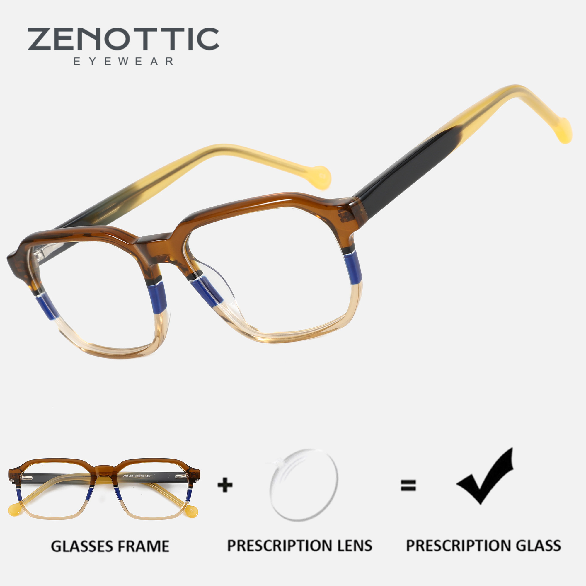Mens Fashion Reading Glasses - ZENOTTIC Men's Fashion Square Prescription Glasses