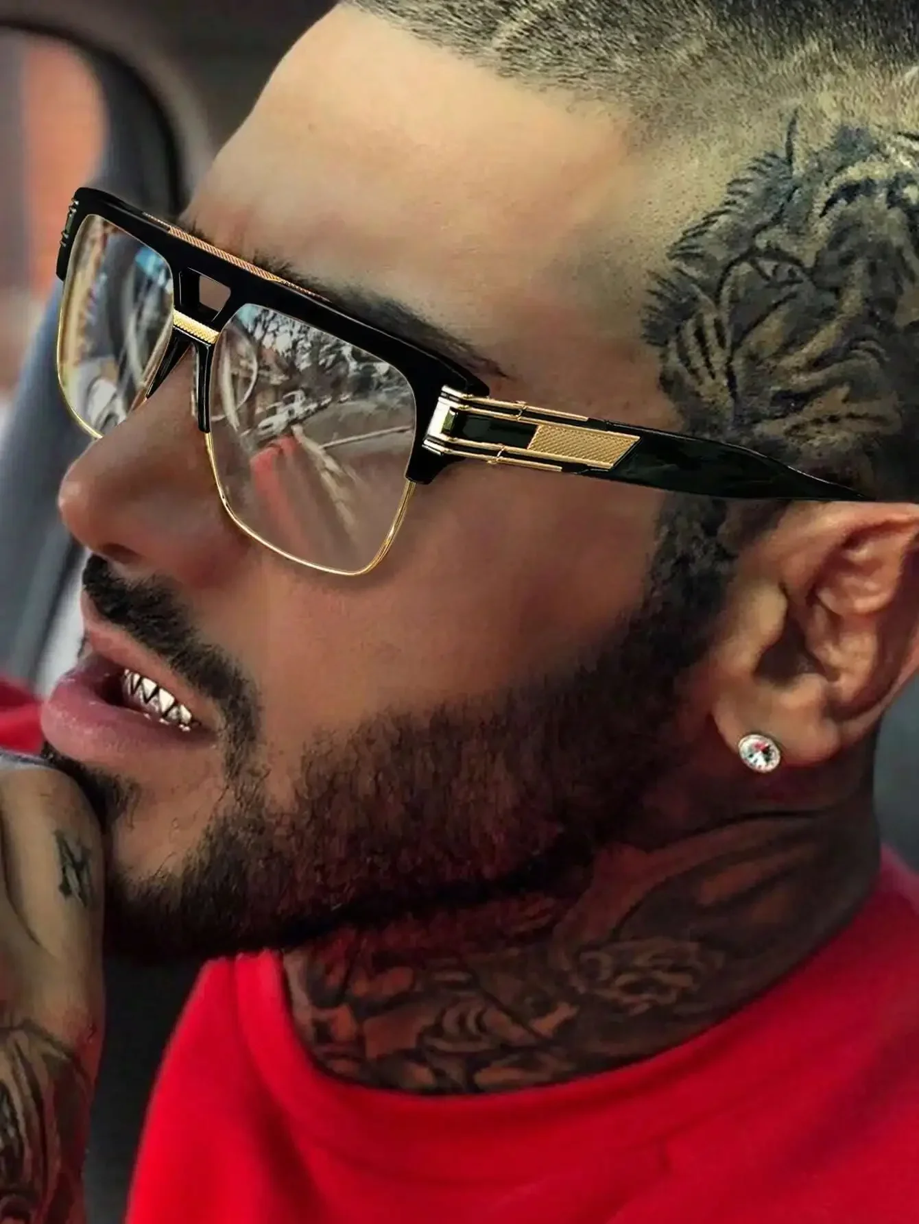 Men'S Fashion Non Prescription Glasses - 1pc Oversized Square Punk-Style Fashion Non-Prescription