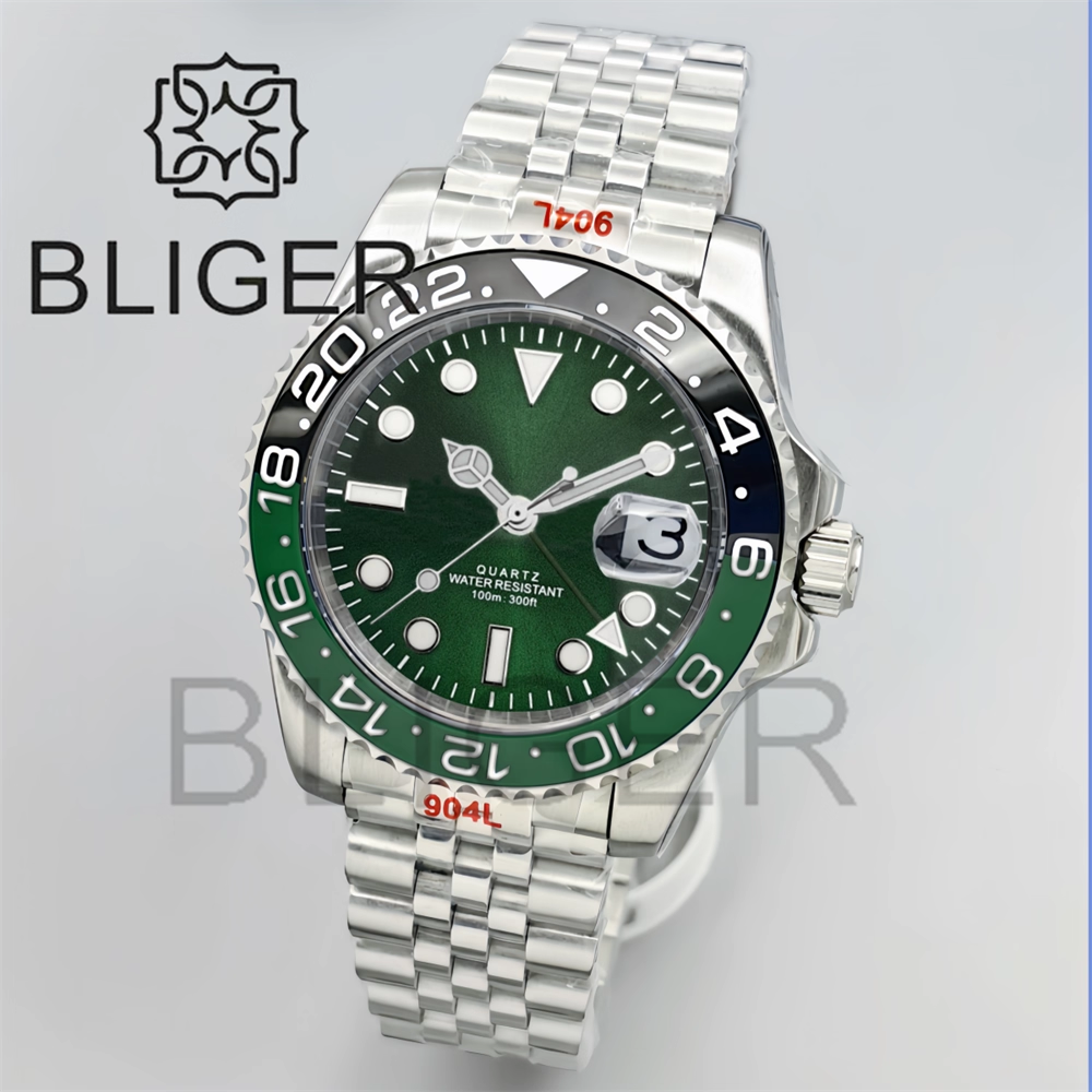 Men'S Fashion Logo - BLIGER 40mm GMT Men's Watches 100M