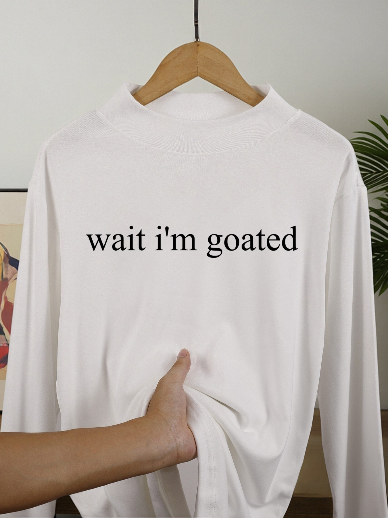Mens Fashion Top - Wait I'M Goated Letter Printed Men'S