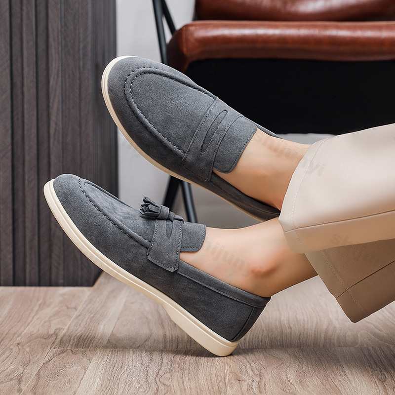 Men'S Fashion Loafers Shoes - Men Flat Loafers Frosted Suede Flat