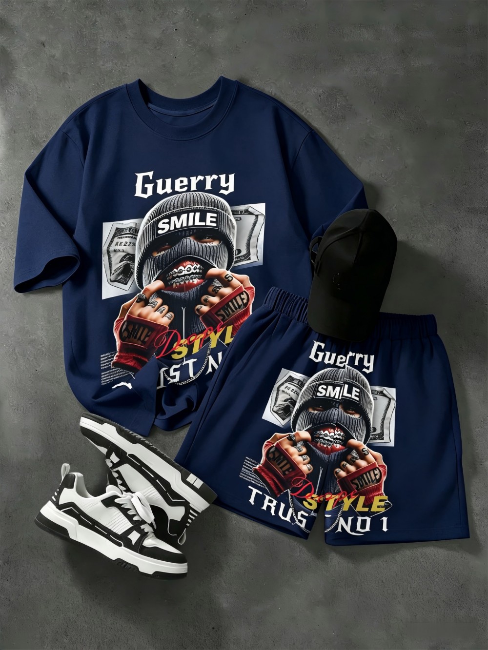 Men Fashion Upper - American men's summer figure wealth print