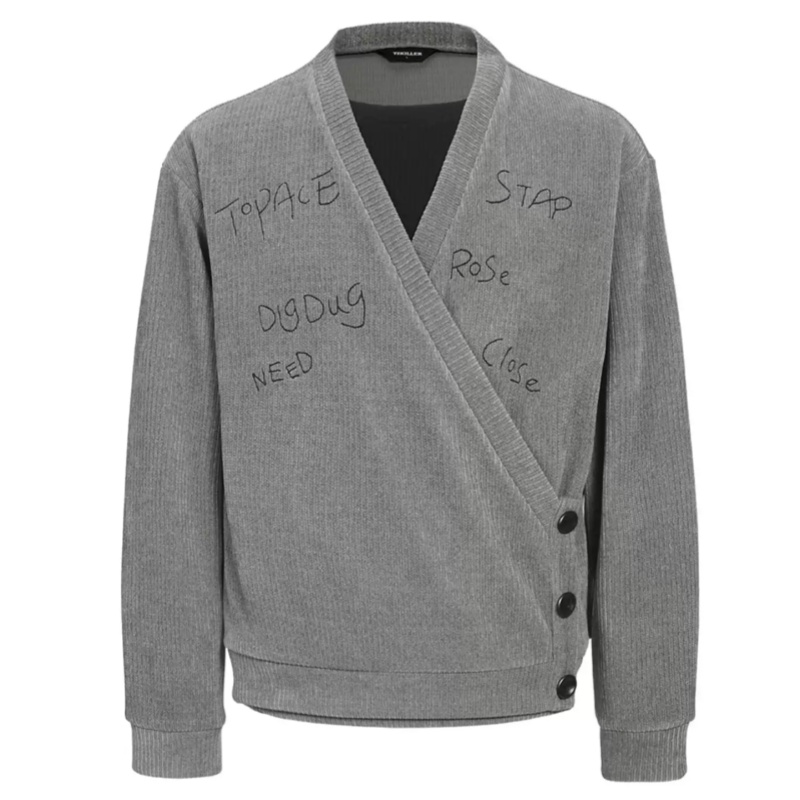 Mens Fashion Top - Stripe Embroidery Button Design American Style