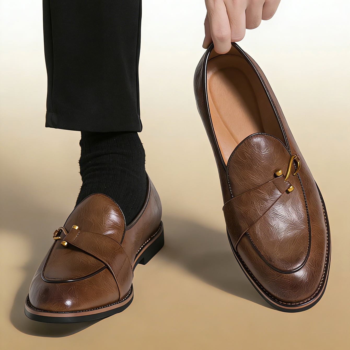 Suede Loafers Men - Classic Retro Dress Leather Shoes Slip
