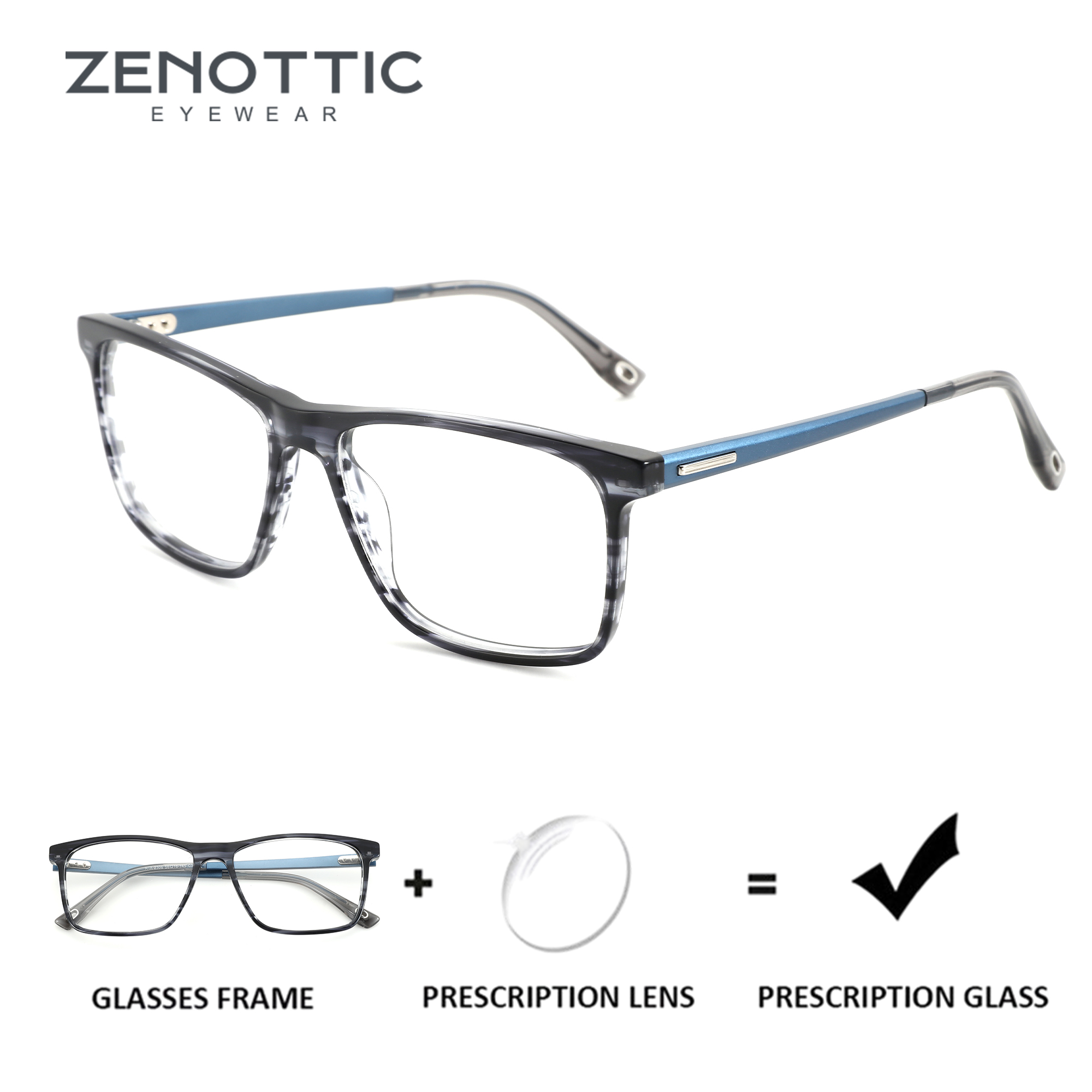 Mens Fashion Reading Glasses - ZENOTTIC Japanese Style Square Prescription Glasses