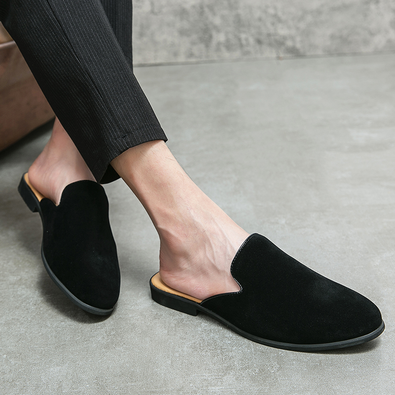Suede Loafers Men - Fashion Men's Recoilless Half Slippers for
