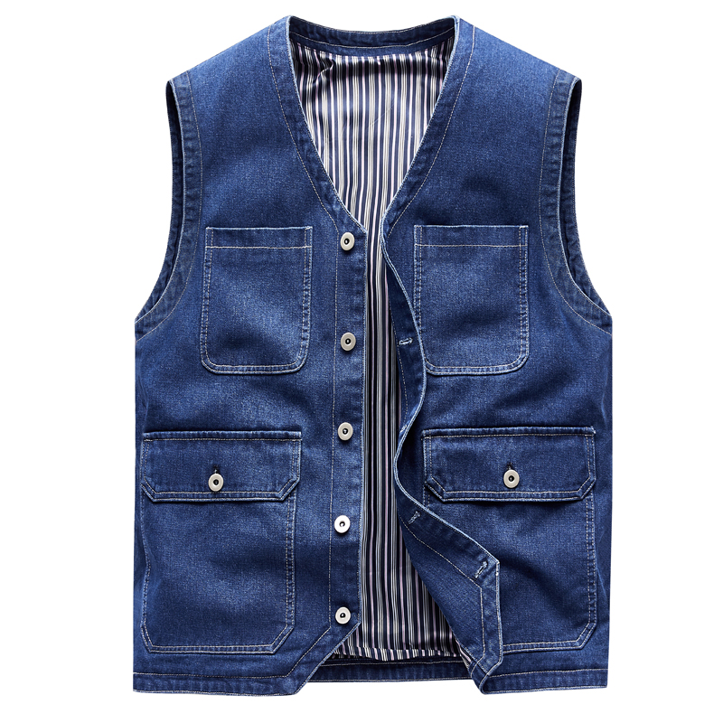 Men'S Fashion Vest With Jeans - Men Jean Vest Outerwear Denim Waistcoat