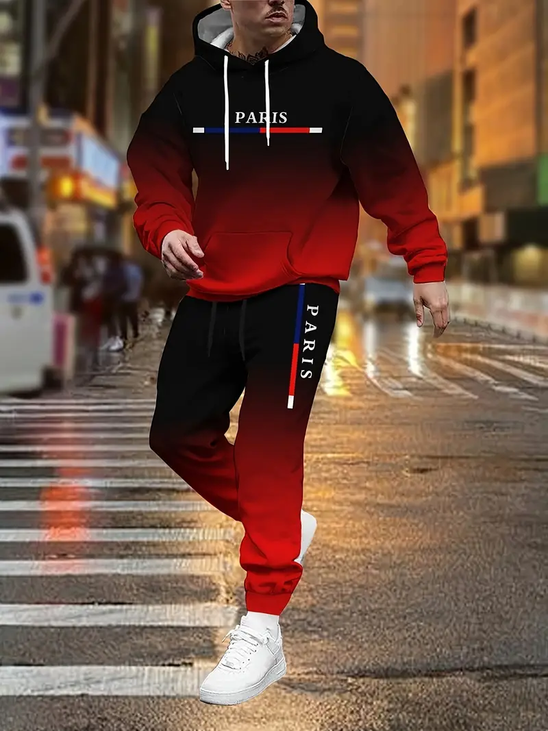 Paris Men'S Fashion - Gradient Color Paris Tracksuit Outfit Men's