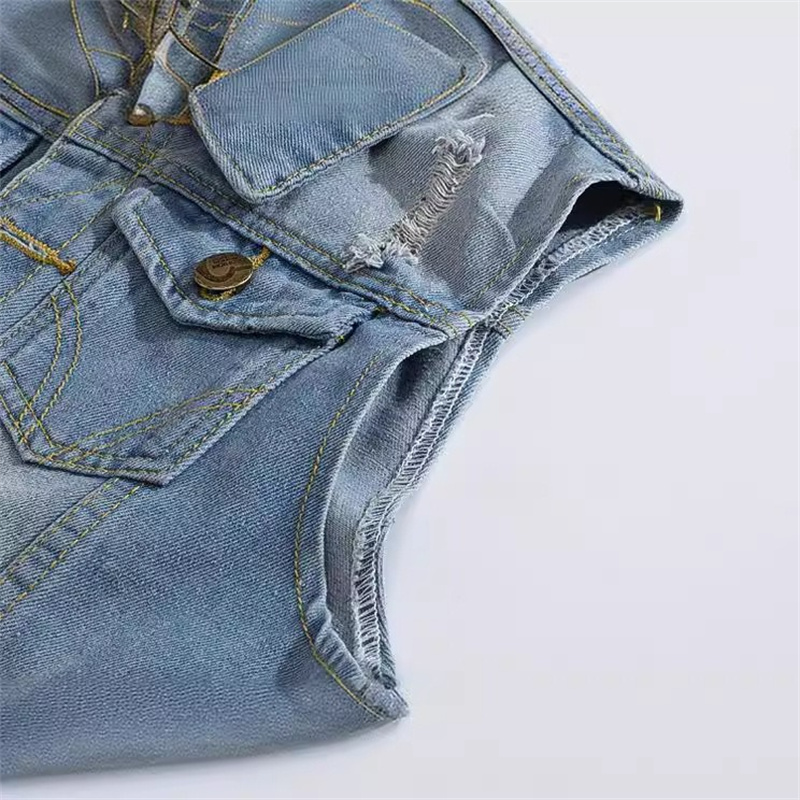 Ripped Denim Waistcoat Men Kor - Men'S Fashion Vest With Jeans recensione e prezzo