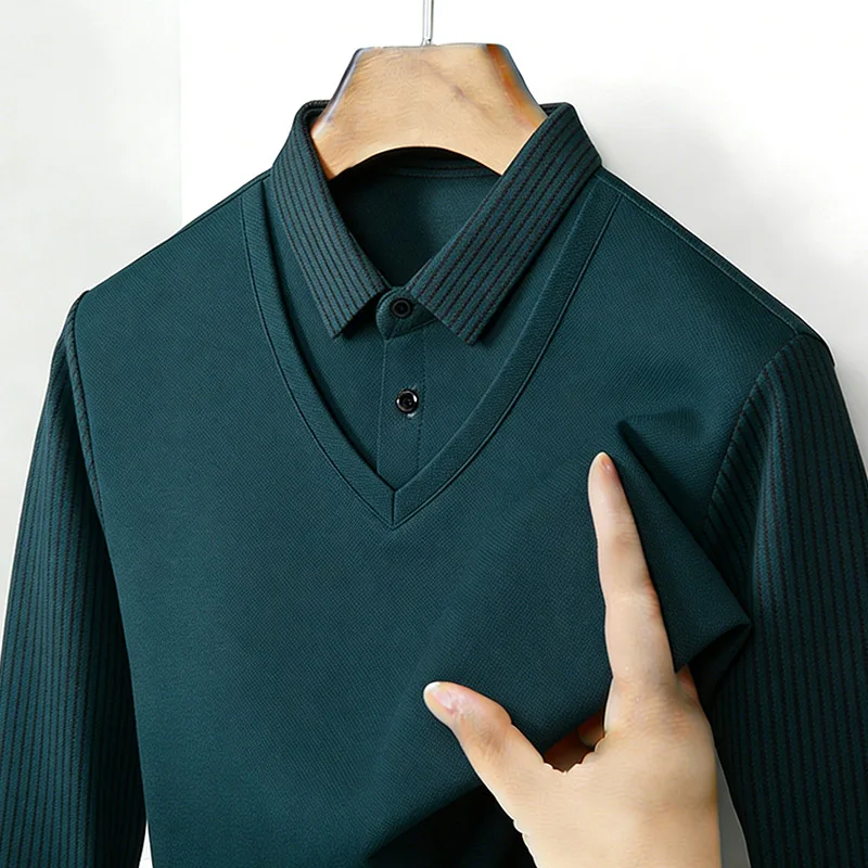 Men's Fake Two Piece Shirt Col - Mens Fashion Casual recensione e prezzo