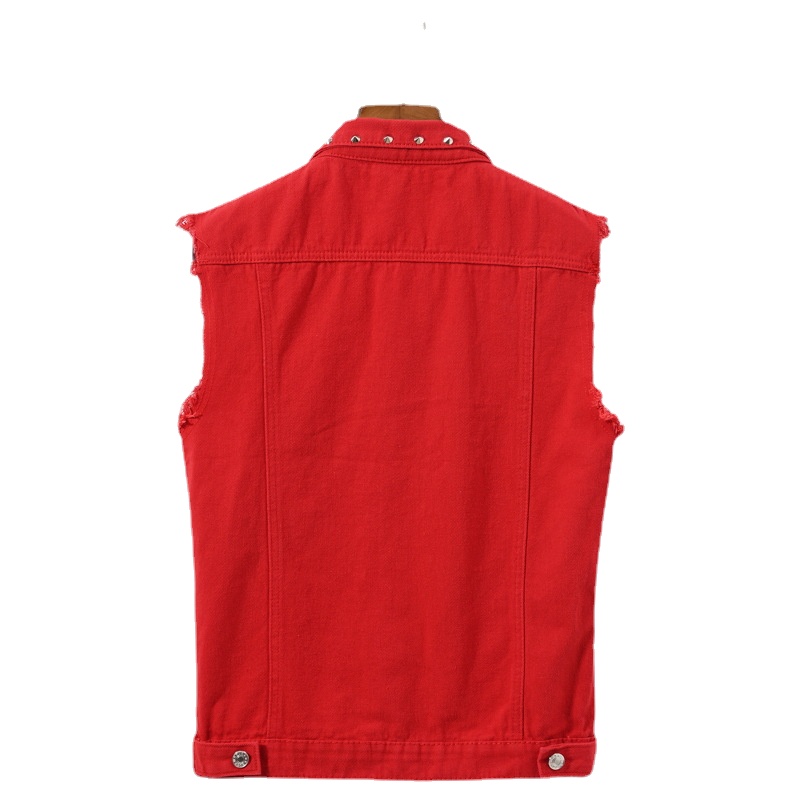 Men Rivet Punk Style Denim Ves - Men'S Fashion Vest With Jeans recensione e prezzo