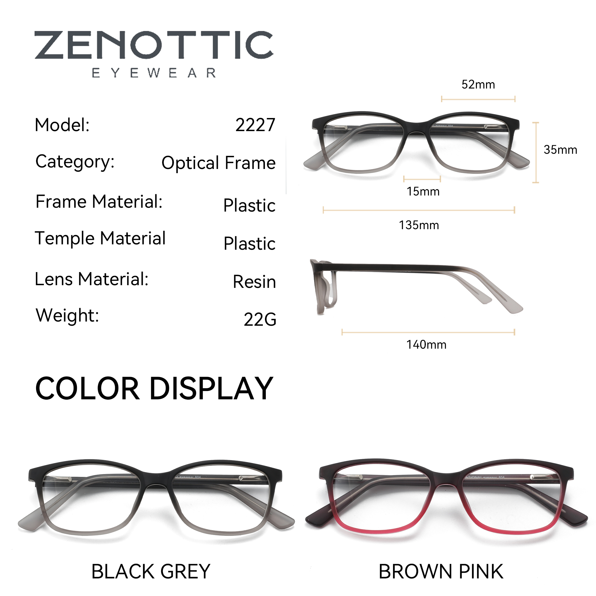 ZENOTTIC Unisex Square Optical - Men'S Fashion Non Prescription Glasses recensione e prezzo