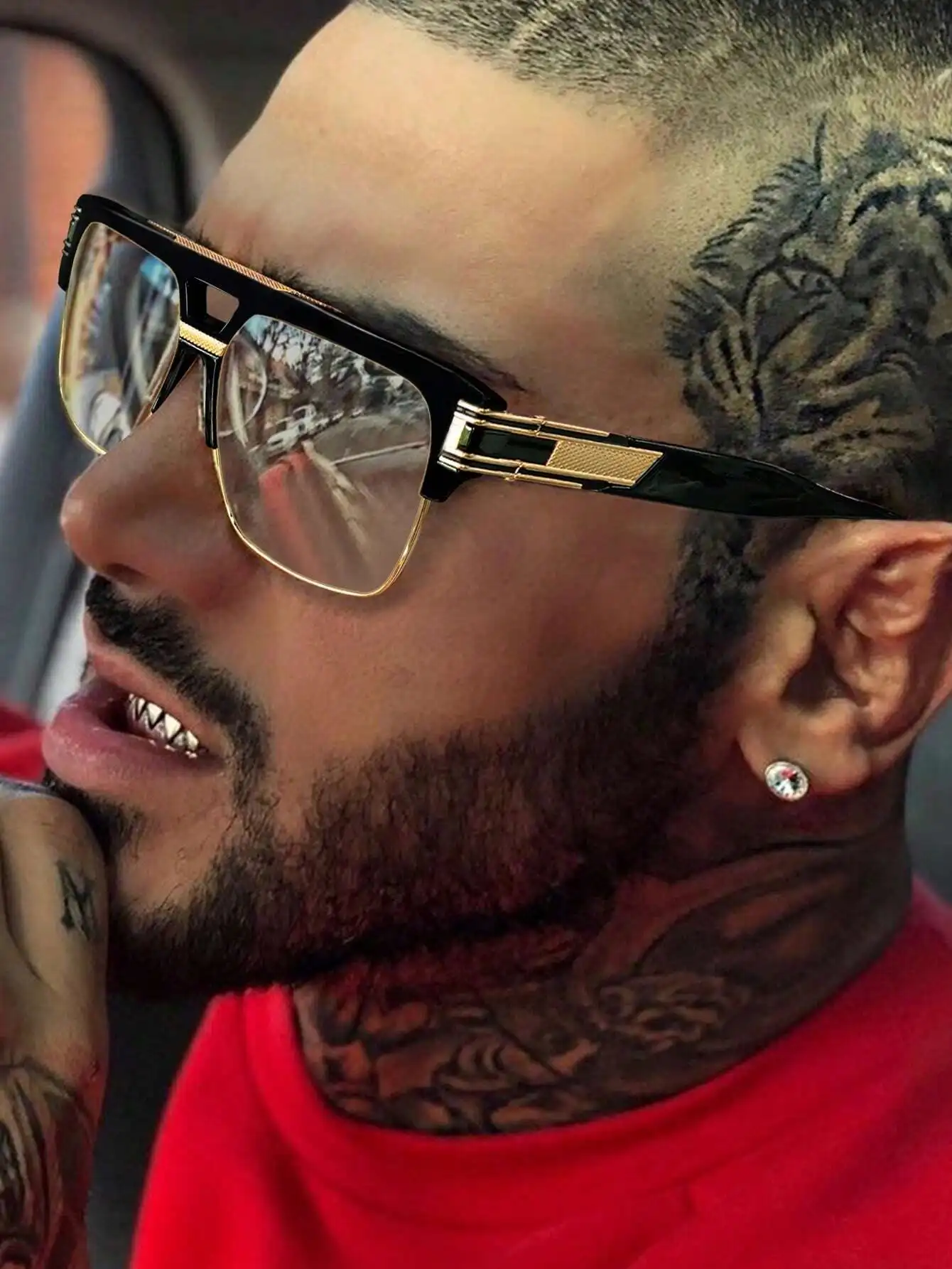 1pc Oversized Square Punk-Styl - Men'S Fashion Non Prescription Glasses recensione e prezzo