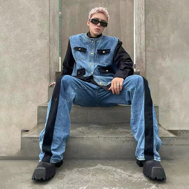WTHT Vintage Men's Suit Patchw - Men'S Fashion Vest With Jeans recensione e prezzo