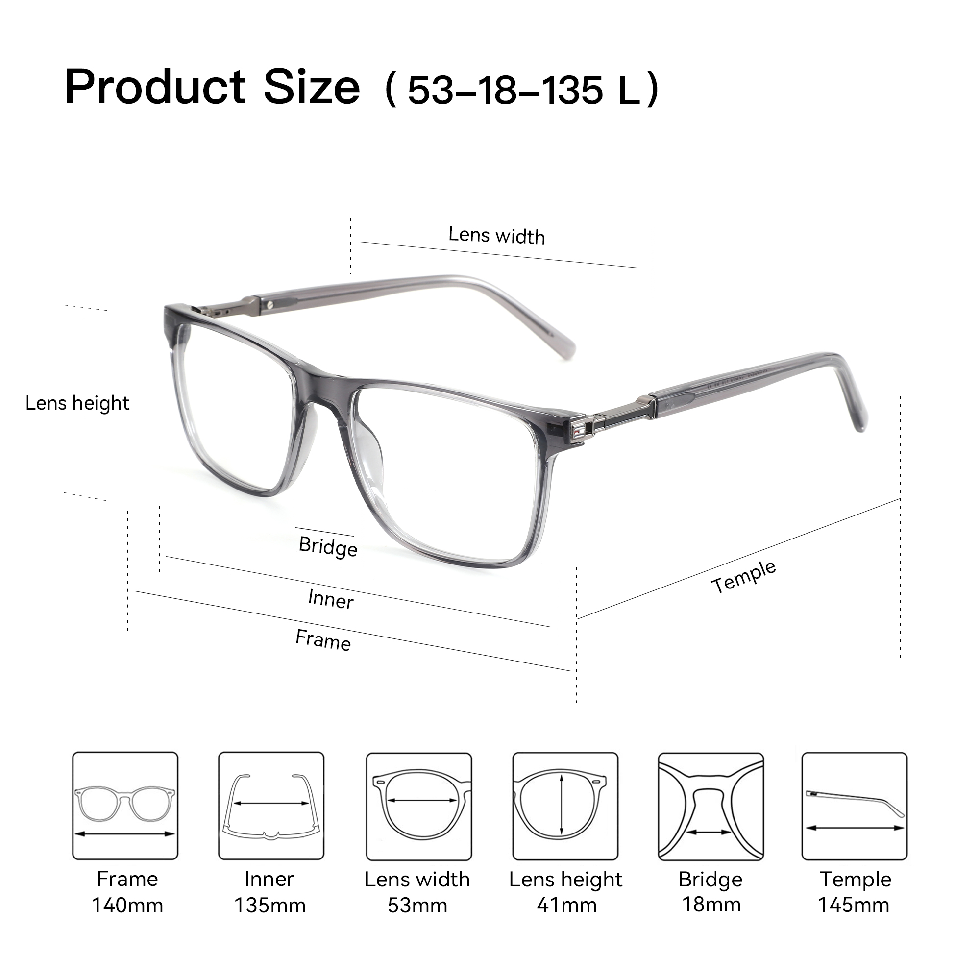 BLUEMOKY Fashion Acetate Mens  - Men'S Fashion Non Prescription Glasses recensione e prezzo