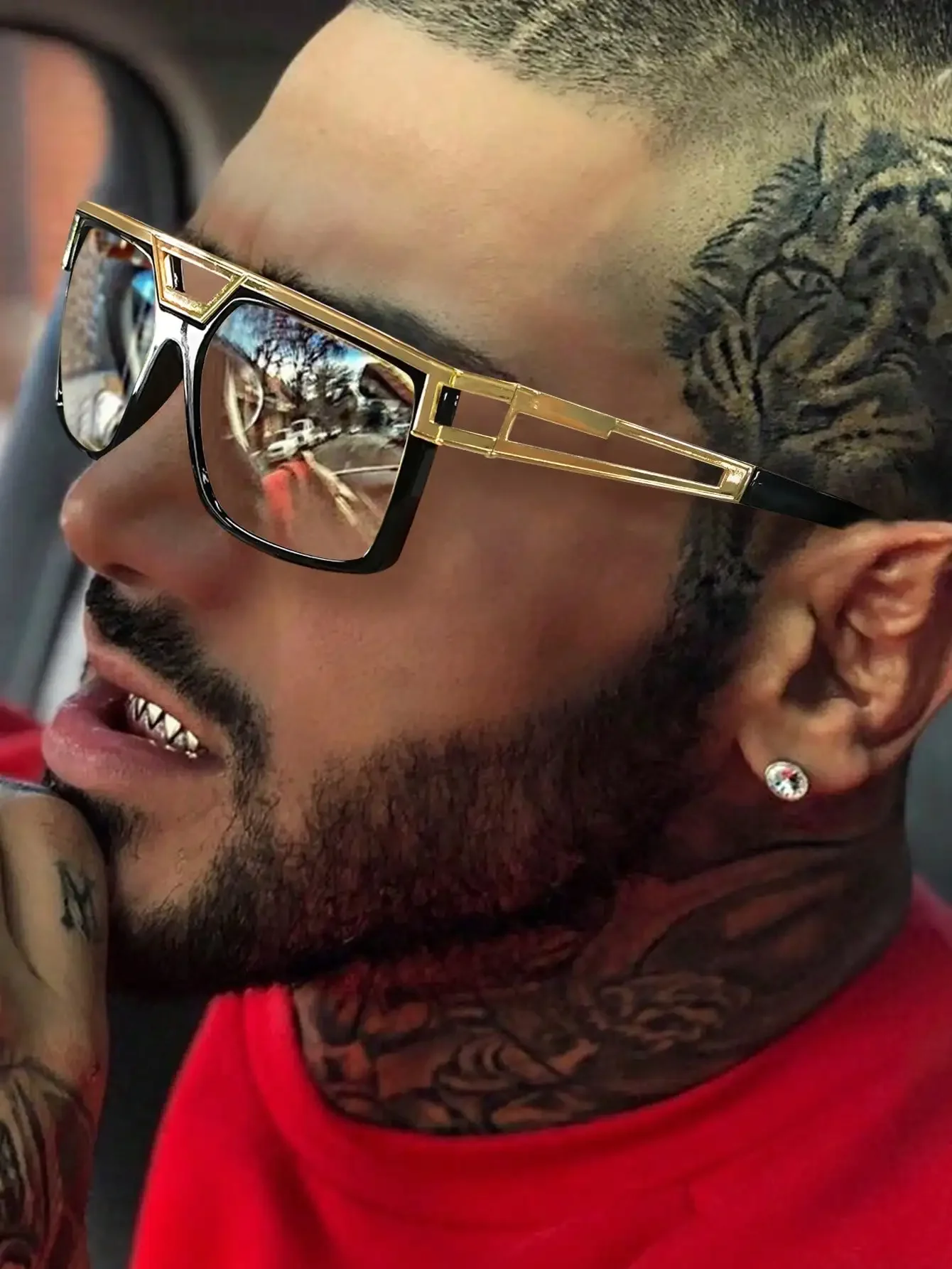 1pc Oversized Square Punk-Styl - Men'S Fashion Non Prescription Glasses recensione e prezzo