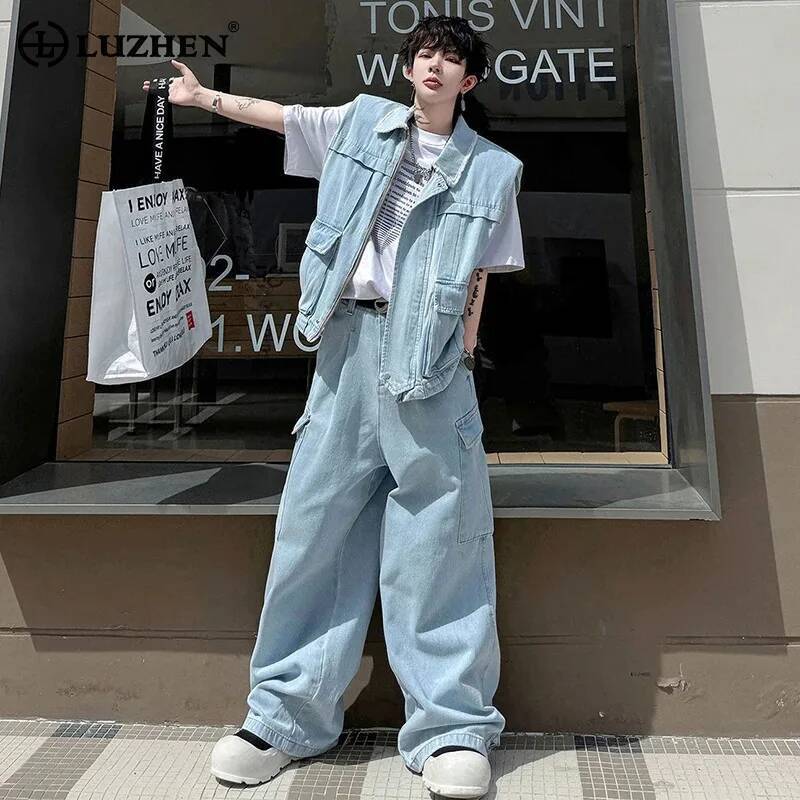 LUZHEN 2026 Summer Solid Color - Men'S Fashion Vest With Jeans recensione e prezzo