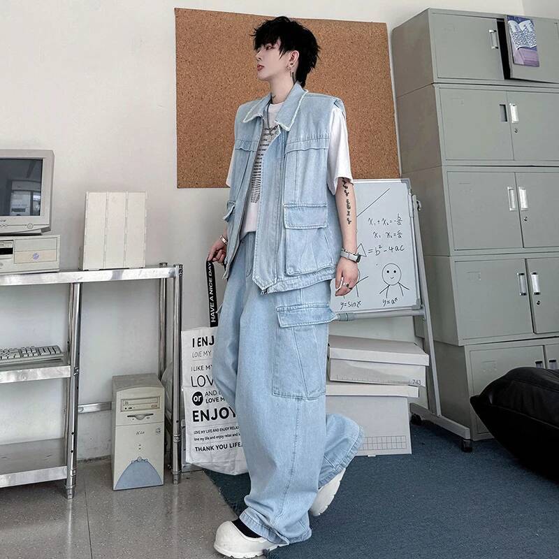 LUZHEN 2026 Summer Solid Color - Men'S Fashion Vest With Jeans recensione e prezzo