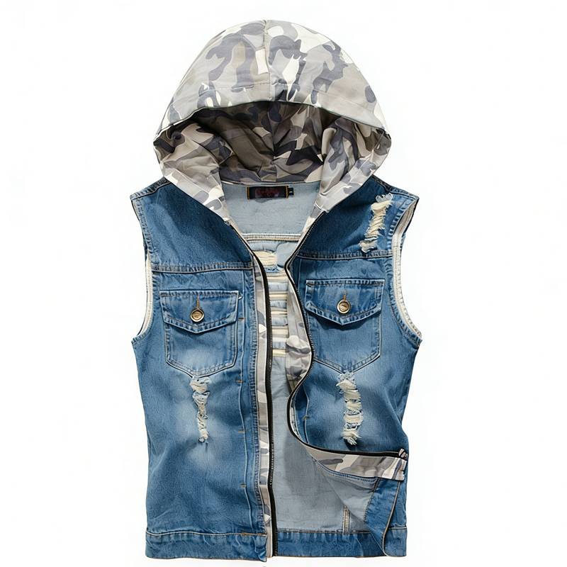 Spring Summer Mens Camo Hooded - Men'S Fashion Vest With Jeans recensione e prezzo